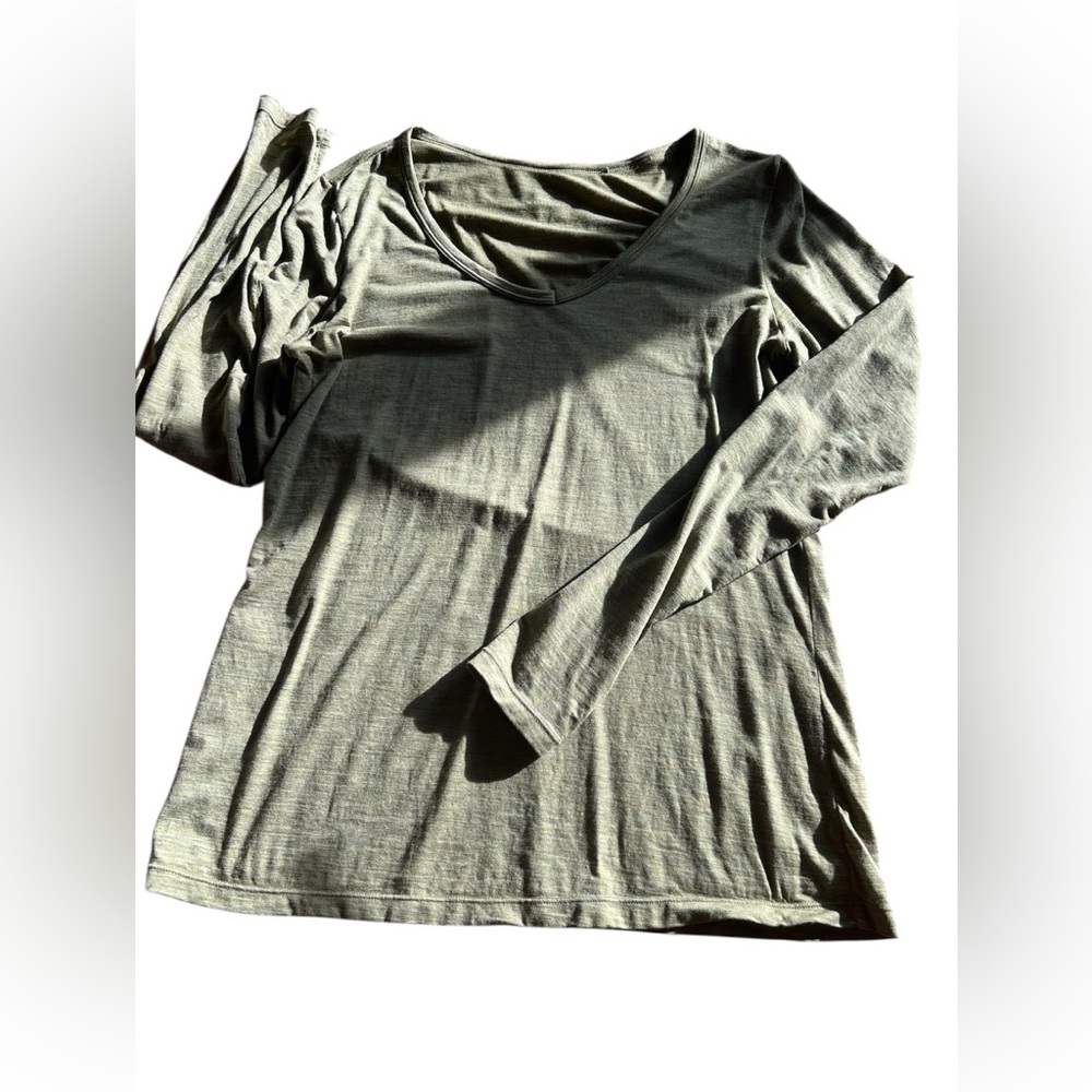 WoolX Layla V Neck Top Moss L